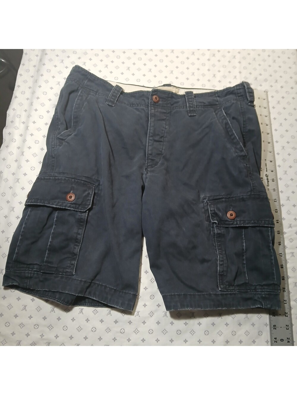 Hollister Y2K Cargo Shorts Mens Size 36 Navy Cotton Casual Streetwear